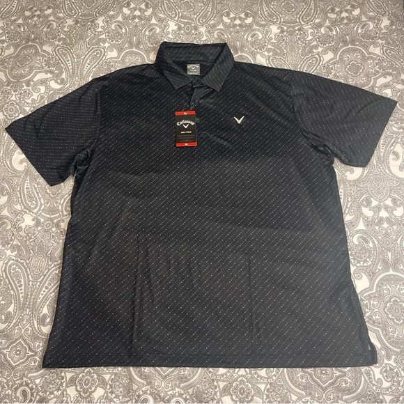 Callaway Mens XL Golf Polo Shirt Opti Dri Golf Club Chevron Pattern Black NWT - Picture 3 of 9